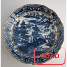 SOLD Caughley 'Cake' or 'Bread and Butter' Plate, Blue and White 'Pagoda' Pattern, Salopian 'Sx' mark, c1785 SOLD 